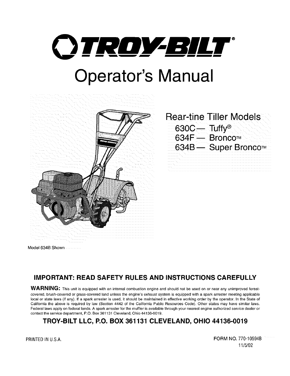 Troy-Bilt TUFFY 634BM User Manual | 32 pages