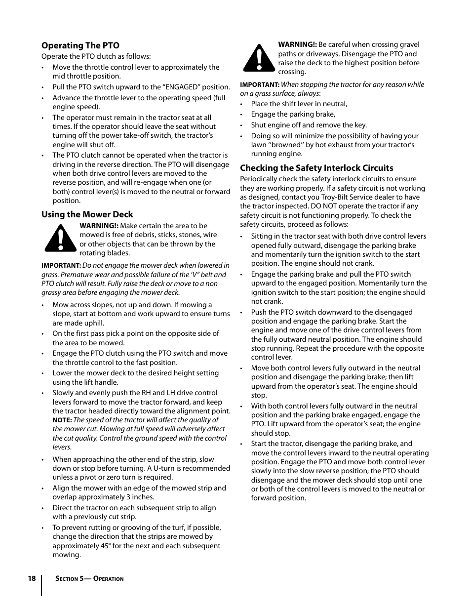 Troy-Bilt Mustang RZT User Manual | Page 18 / 72