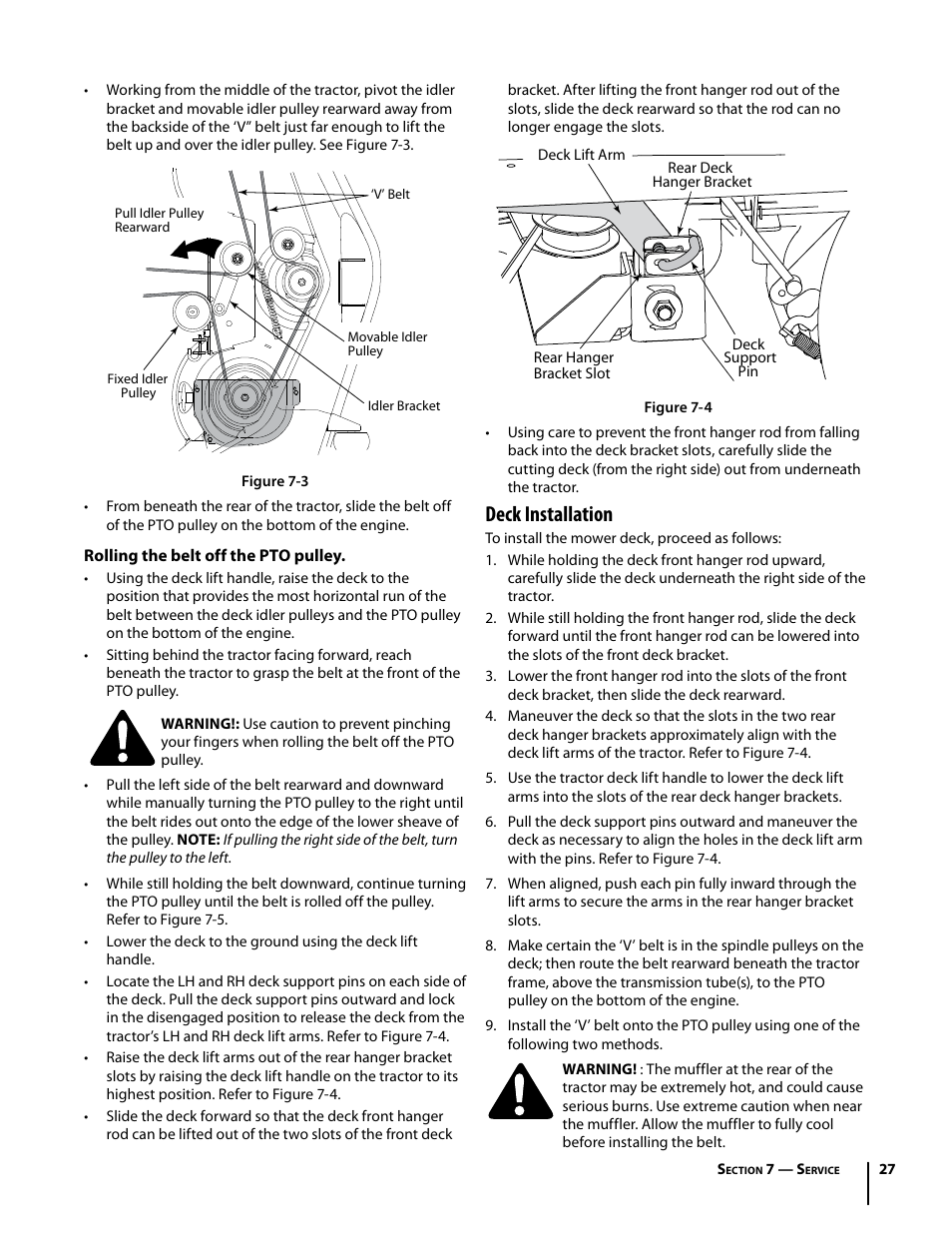 Deck installation | Troy-Bilt Mustang RZT User Manual | Page 27 / 72