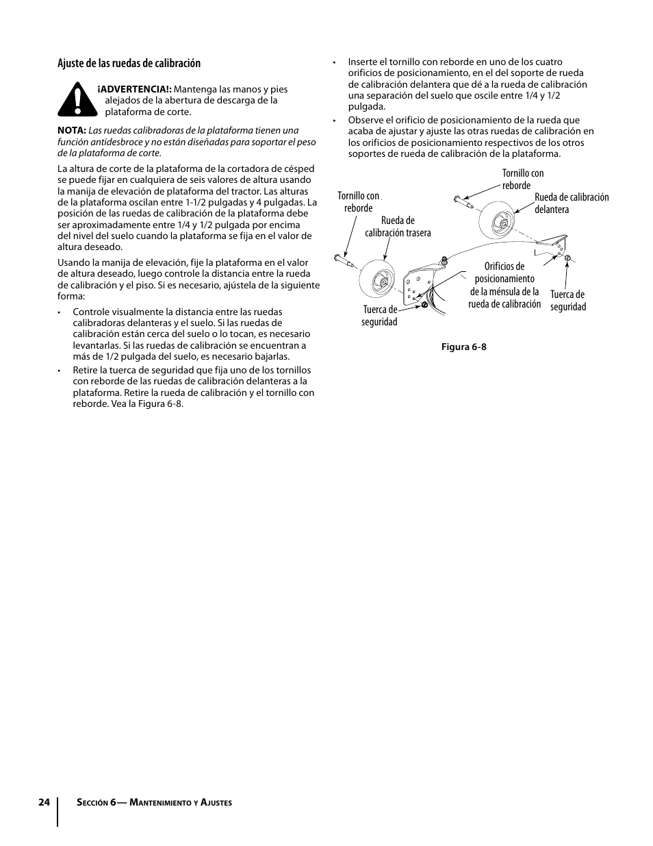 Ajuste de las ruedas de calibración | Troy-Bilt Mustang RZT User Manual | Page 60 / 72