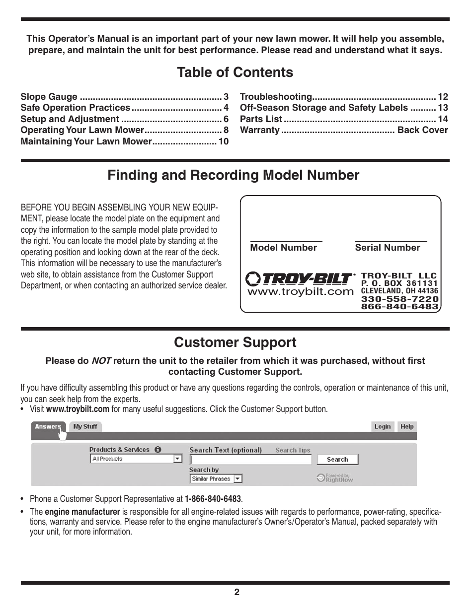 Troy-Bilt 569 User Manual | Page 2 / 20
