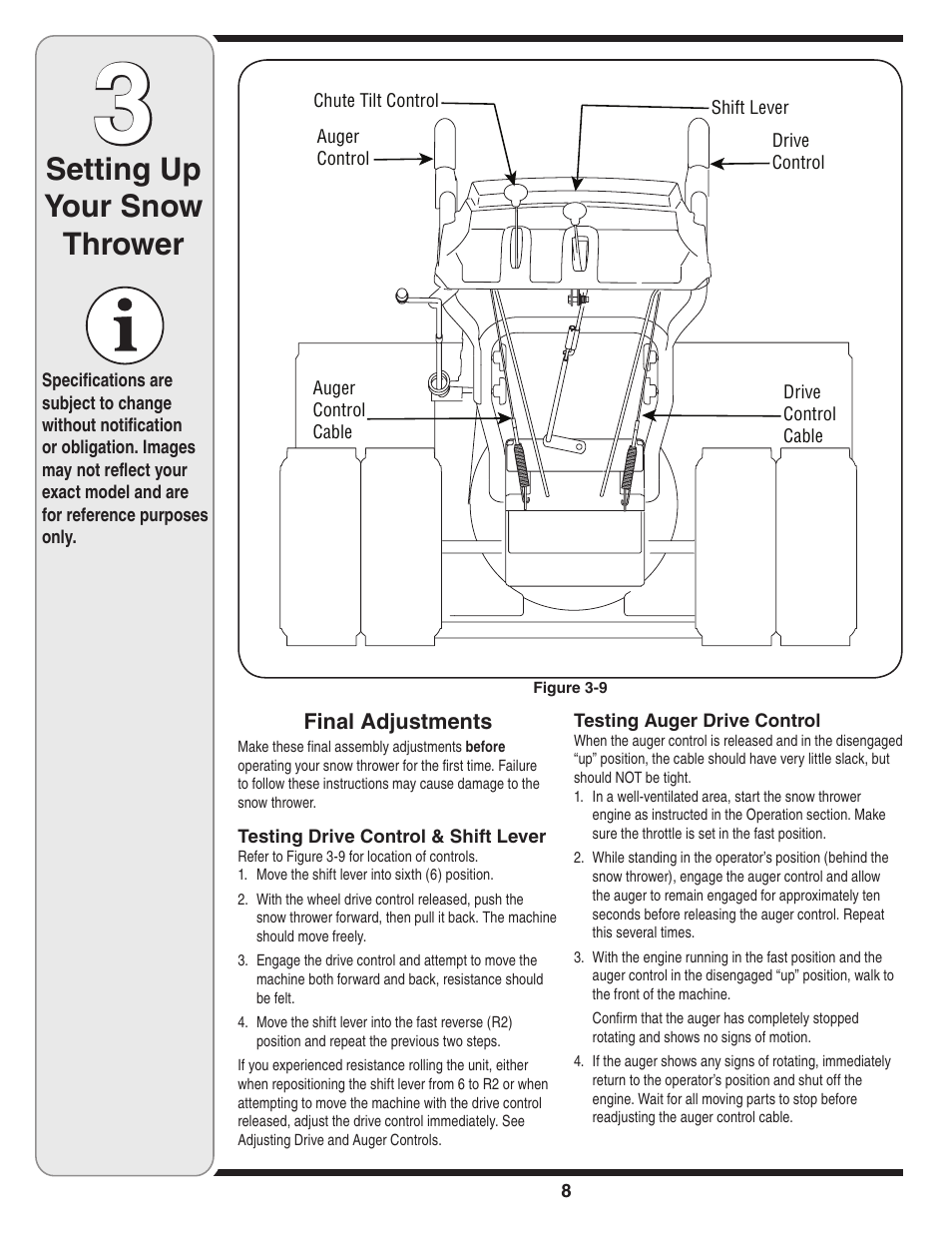 Setting up your snow thrower | Troy-Bilt 31AH9Q77766 User Manual | Page 8 / 32