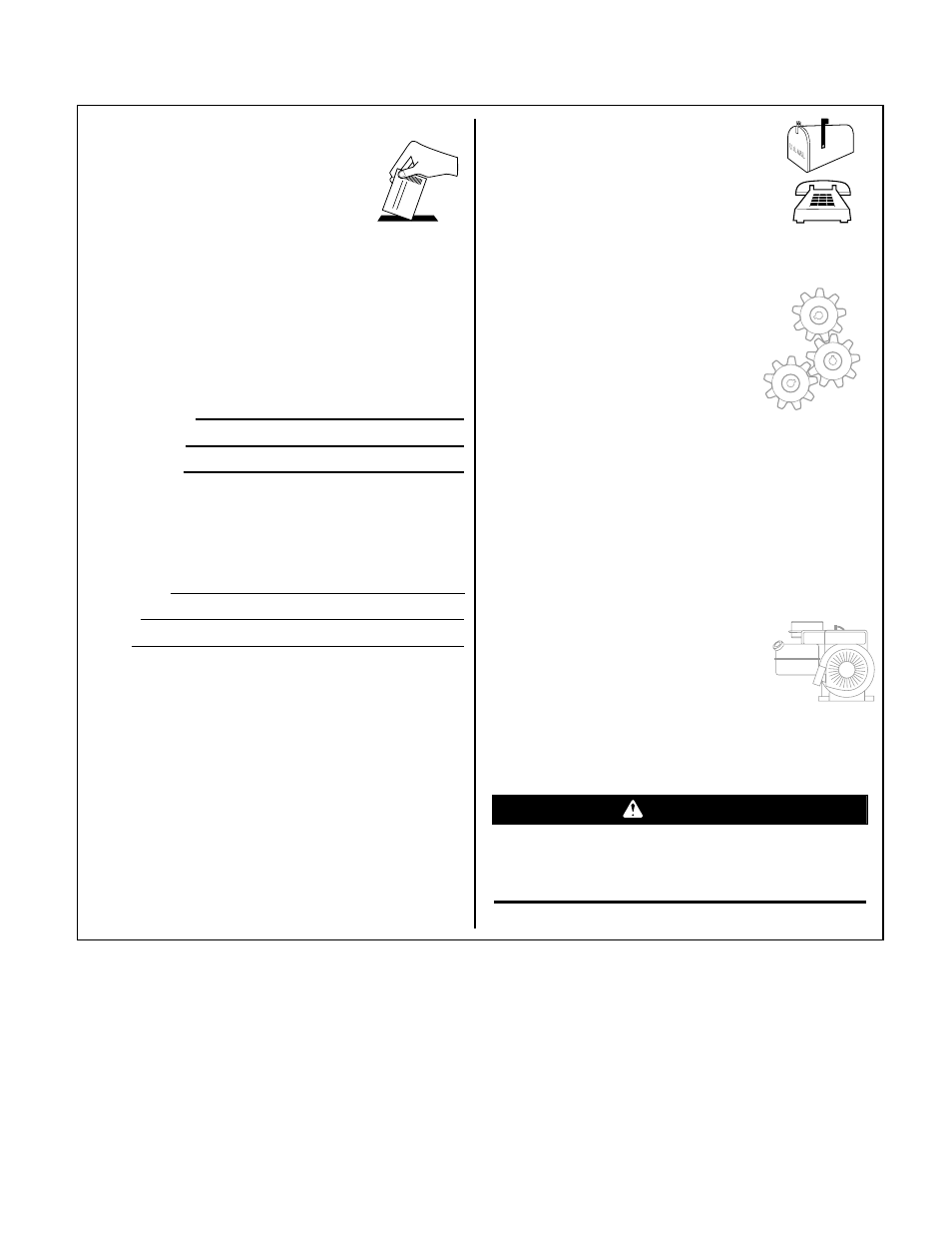 Customer service information, Warning | Troy-Bilt 12235 User Manual | Page 20 / 20