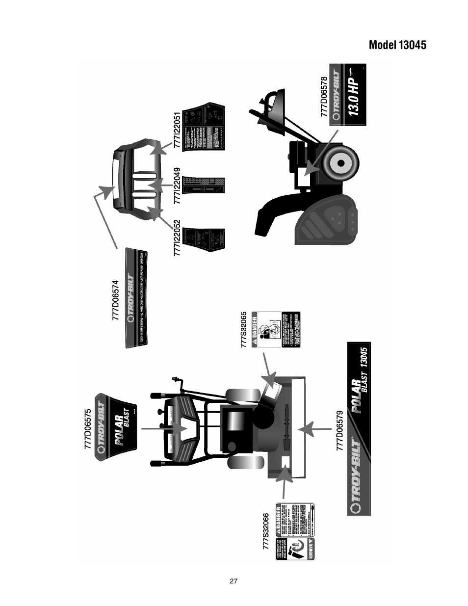 Troy-Bilt 13045 User Manual | Page 27 / 28