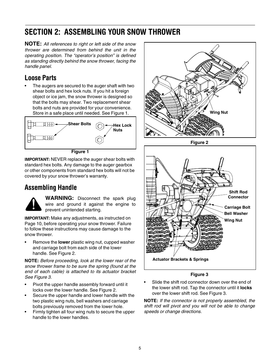 Loose parts, Assembling handle | Troy-Bilt 13045 User Manual | Page 5 / 28