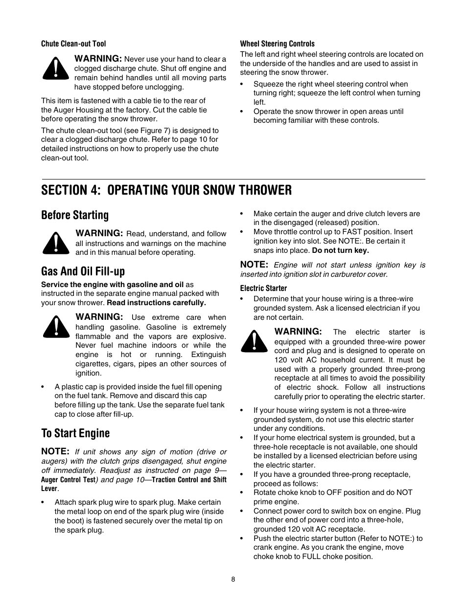 Before starting, Gas and oil fill-up | Troy-Bilt 13045 User Manual | Page 8 / 28