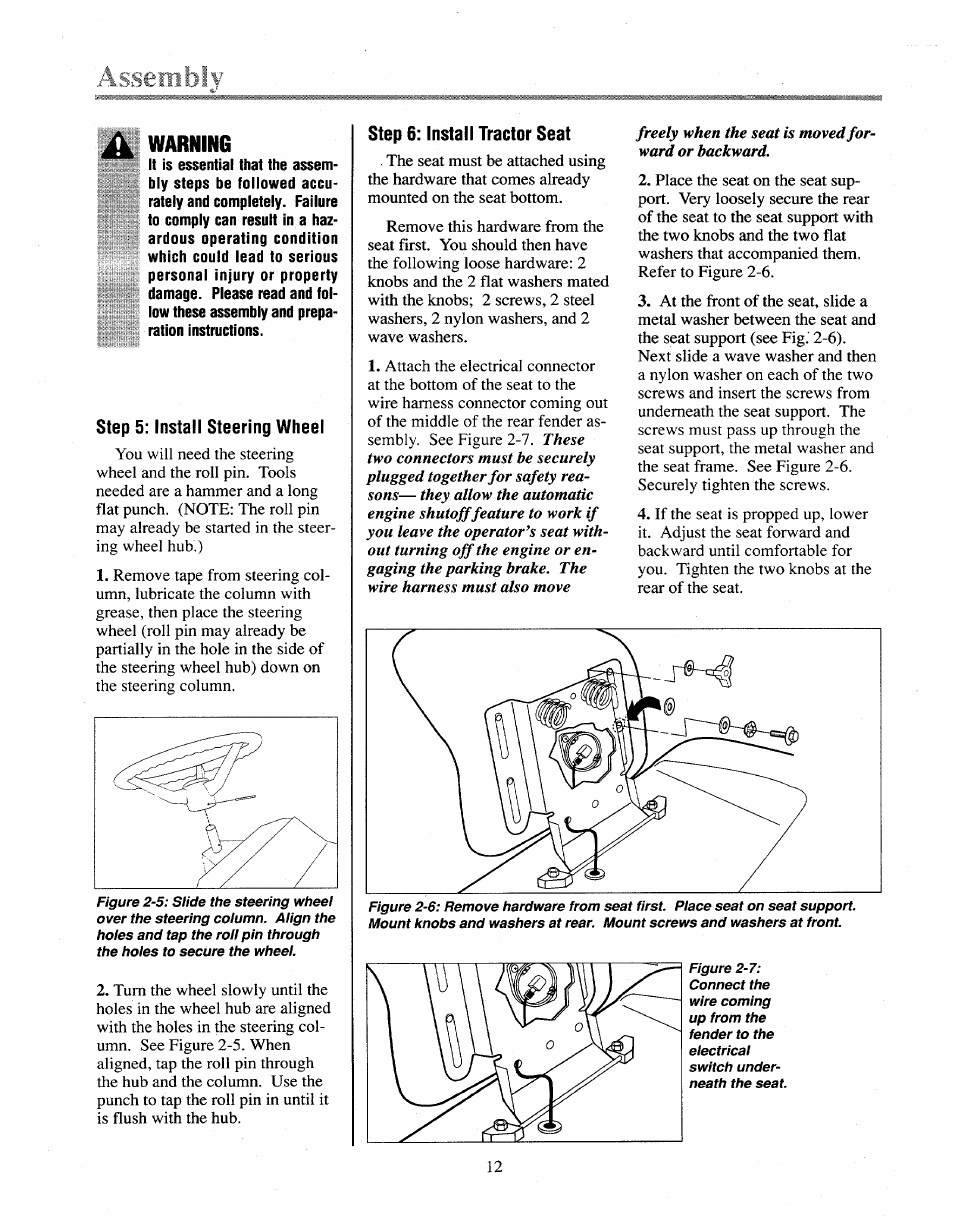 Step 6: install tractor seat | Troy-Bilt 13027 User Manual | Page 12 / 32