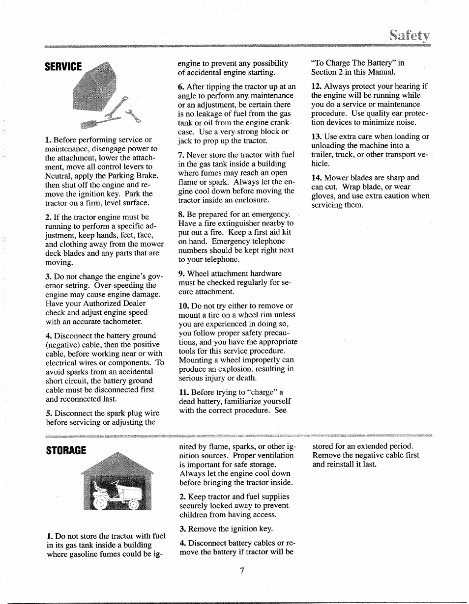 Service, Storage | Troy-Bilt 13027 User Manual | Page 7 / 32