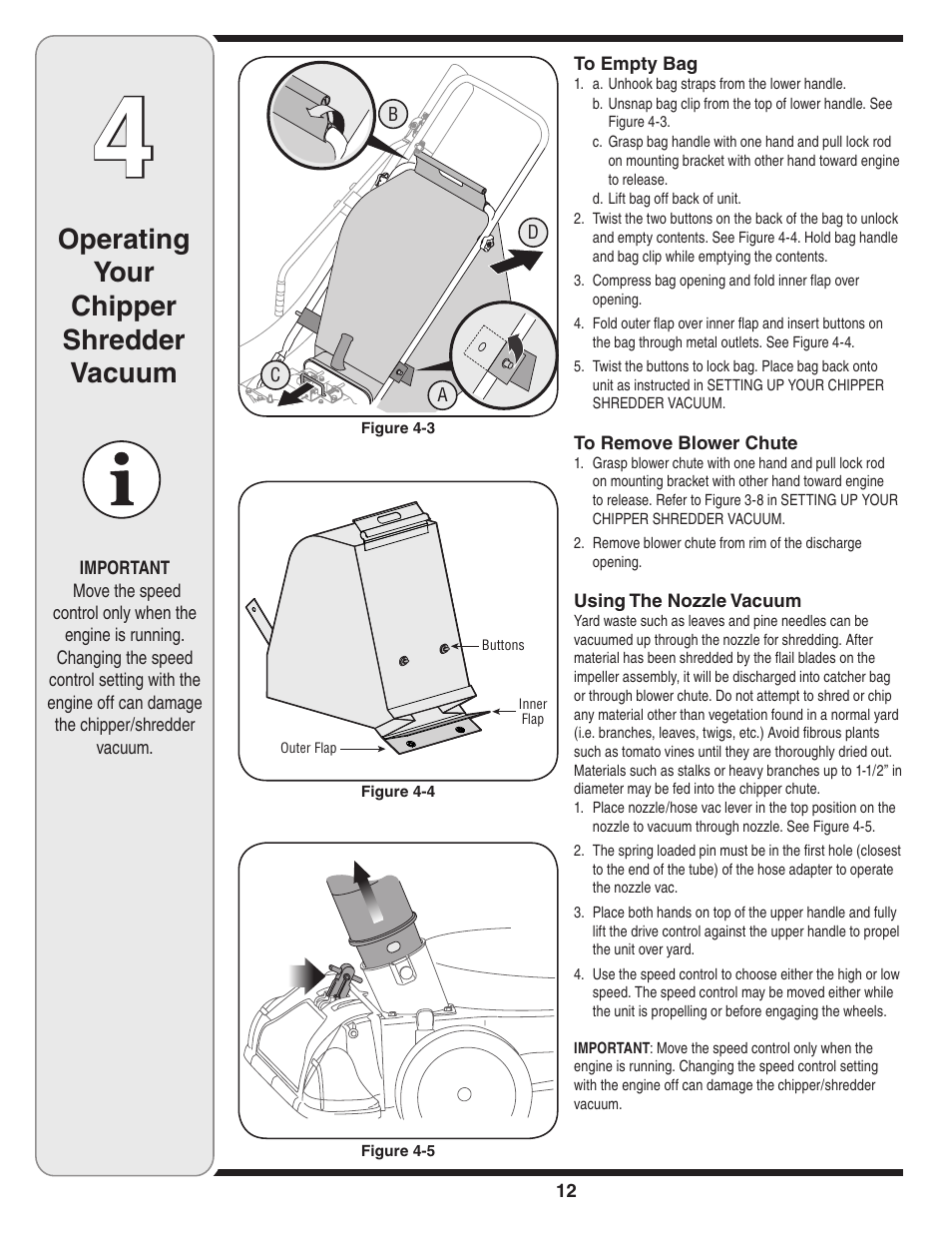 Operating your chipper shredder vacuum | Troy-Bilt 70 User Manual | Page 12 / 24