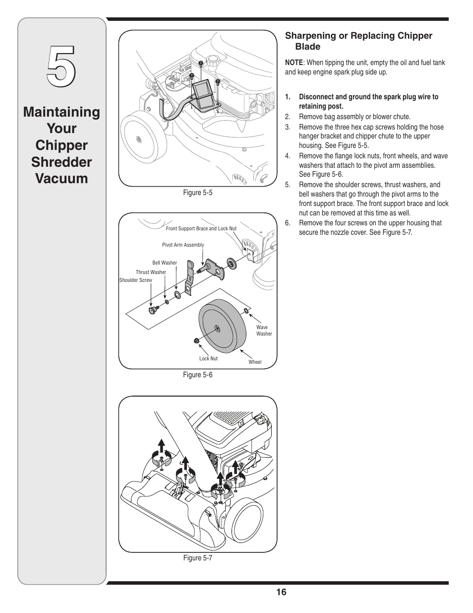 Maintaining your chipper shredder vacuum | Troy-Bilt 70 User Manual | Page 16 / 24