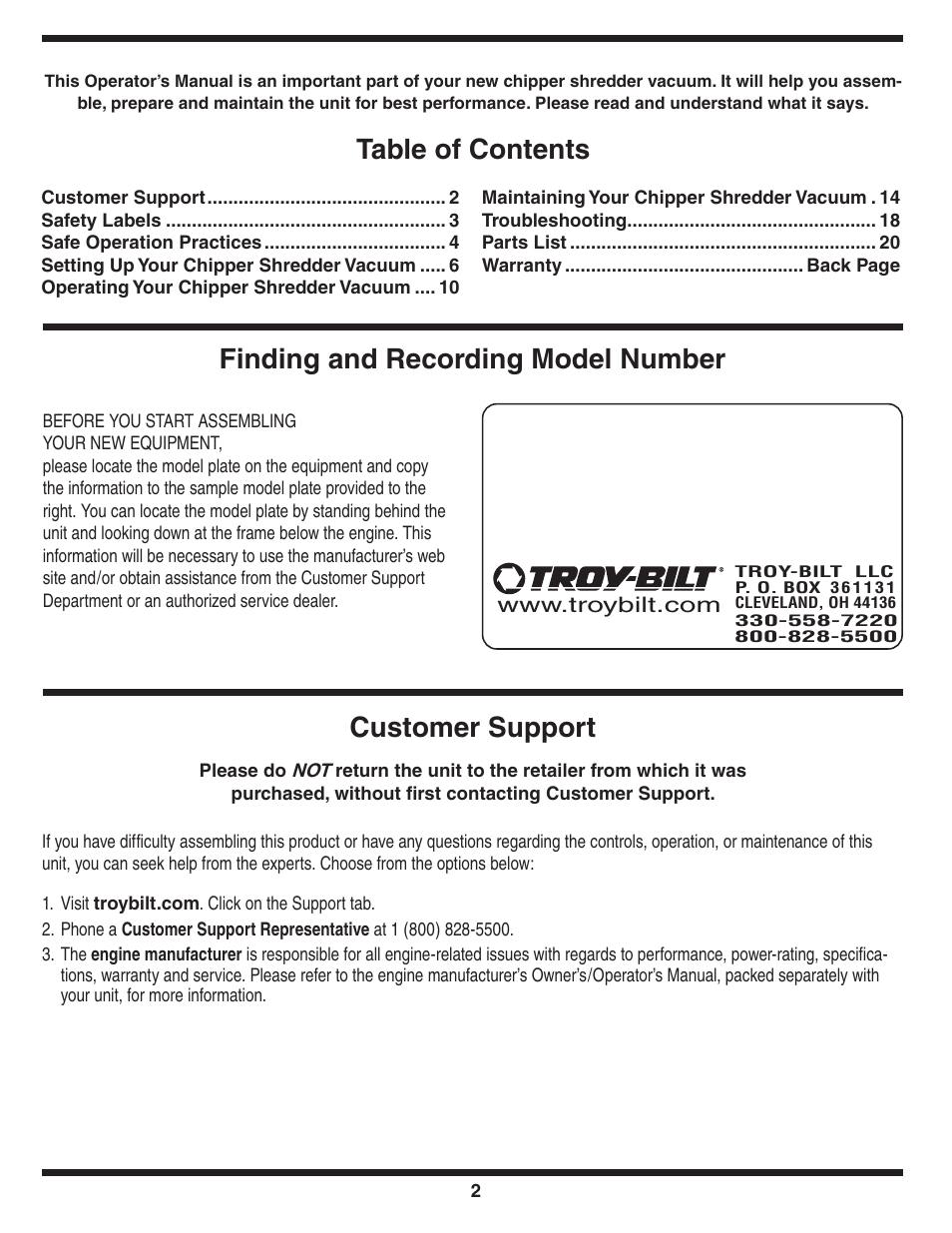 Troy-Bilt 70 User Manual | Page 2 / 24