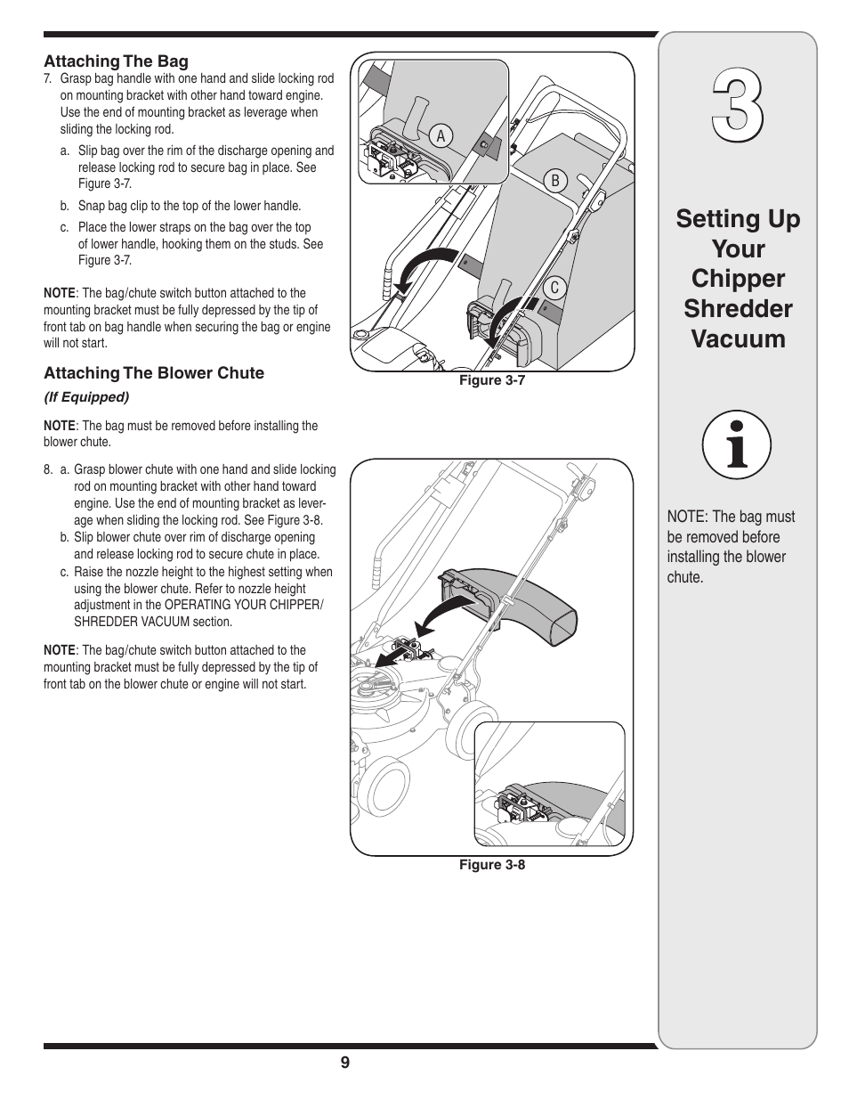 Setting up your chipper shredder vacuum | Troy-Bilt 70 User Manual | Page 9 / 24