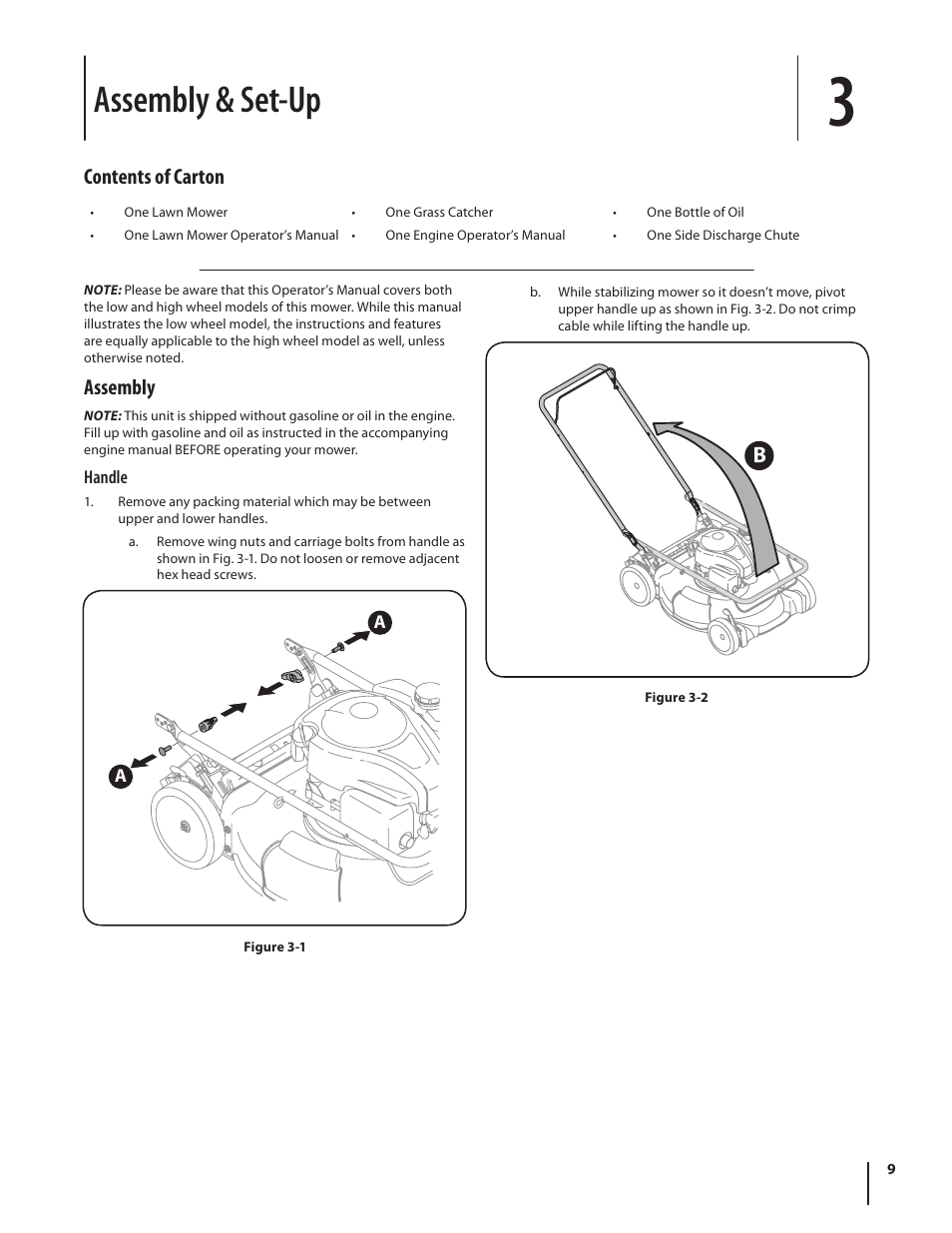Assembly & set-up, Contents of carton, Assembly | Troy-Bilt TB110 User Manual | Page 9 / 40