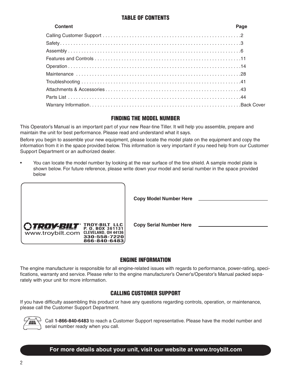 Troy-Bilt E683G-Big Red User Manual | Page 2 / 60
