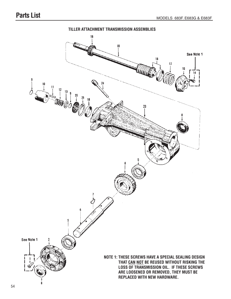 Parts list | Troy-Bilt E683G-Big Red User Manual | Page 54 / 60