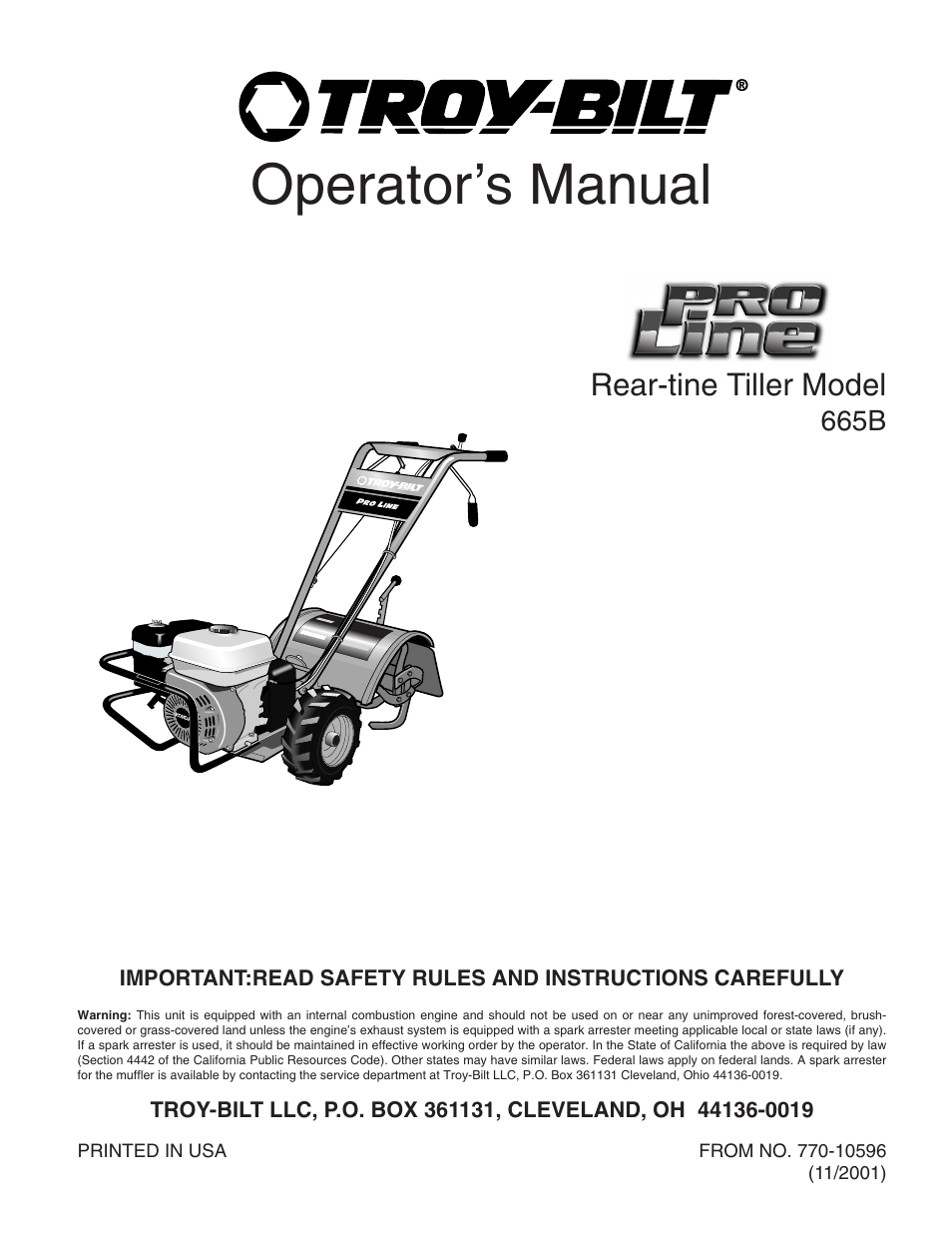 Troy-Bilt 665B User Manual | 36 pages