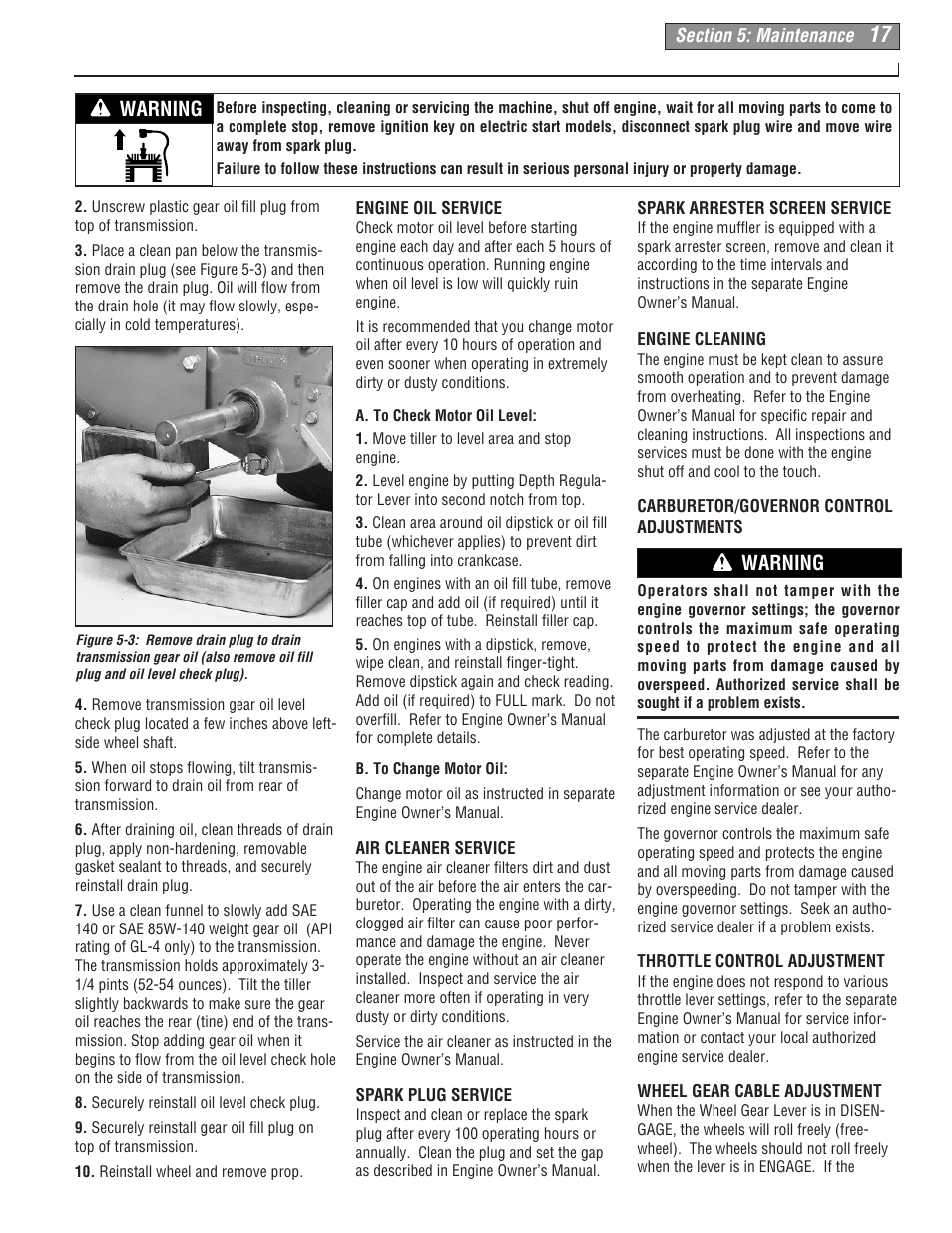 Warning | Troy-Bilt 665B User Manual | Page 17 / 36