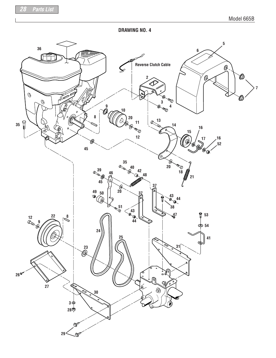 Parts list model 665b | Troy-Bilt 665B User Manual | Page 28 / 36