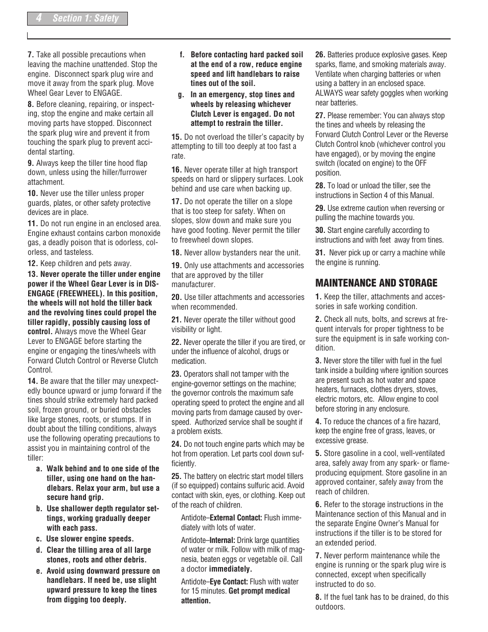 Maintenance and storage | Troy-Bilt 665B User Manual | Page 4 / 36