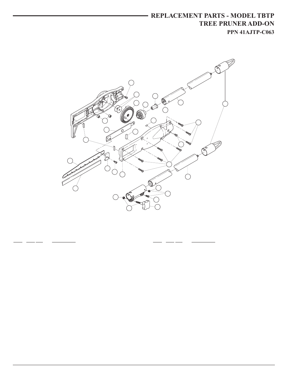 Replacement parts - model tbtp tree pruner add-on | Troy-Bilt TBTP User Manual | Page 35 / 36