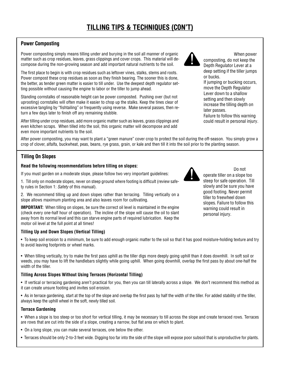 Tilling tips & techniques (con’t) | Troy-Bilt 630C-Tuffy User Manual | Page 15 / 32