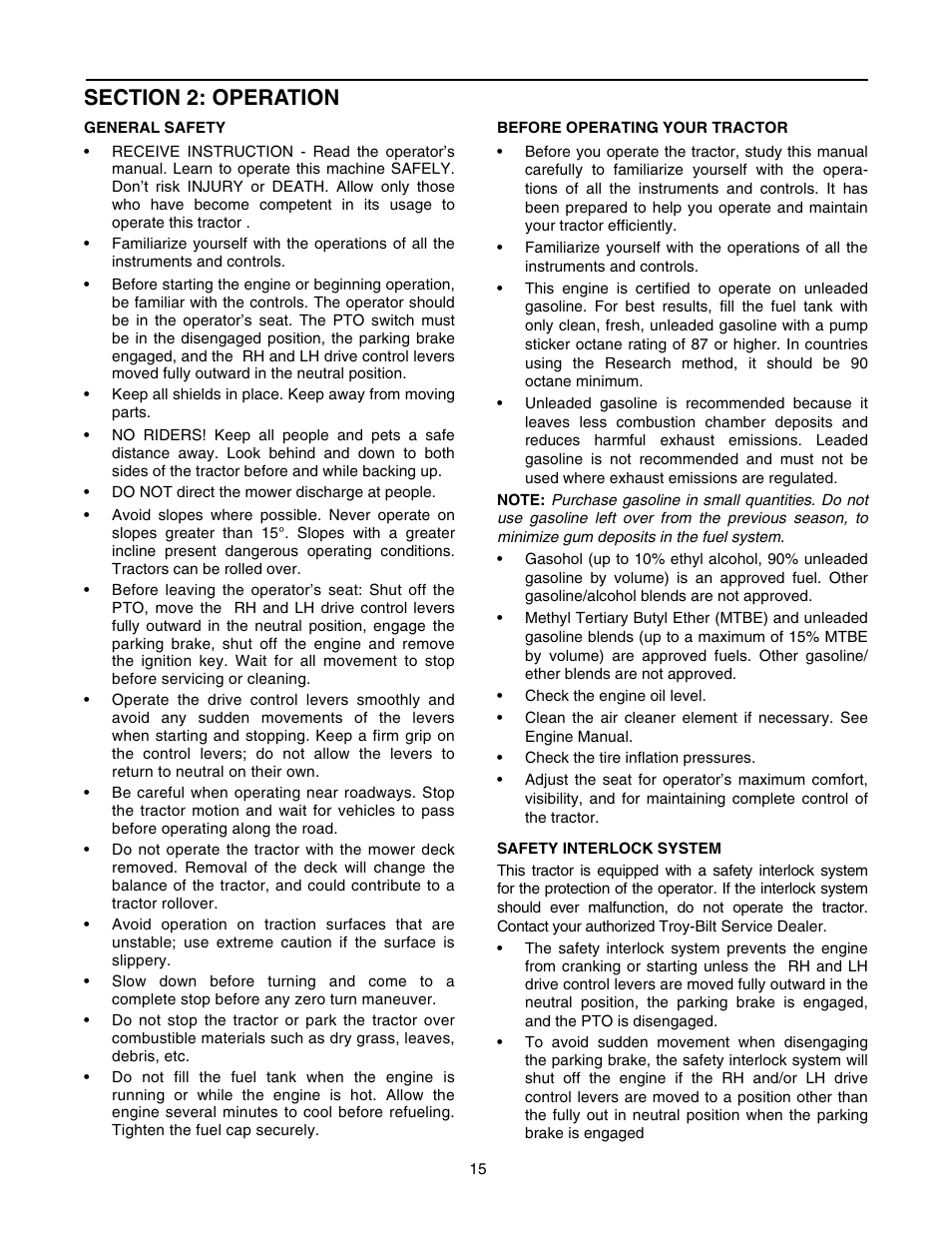 Troy-Bilt RZT 50 User Manual | Page 15 / 36
