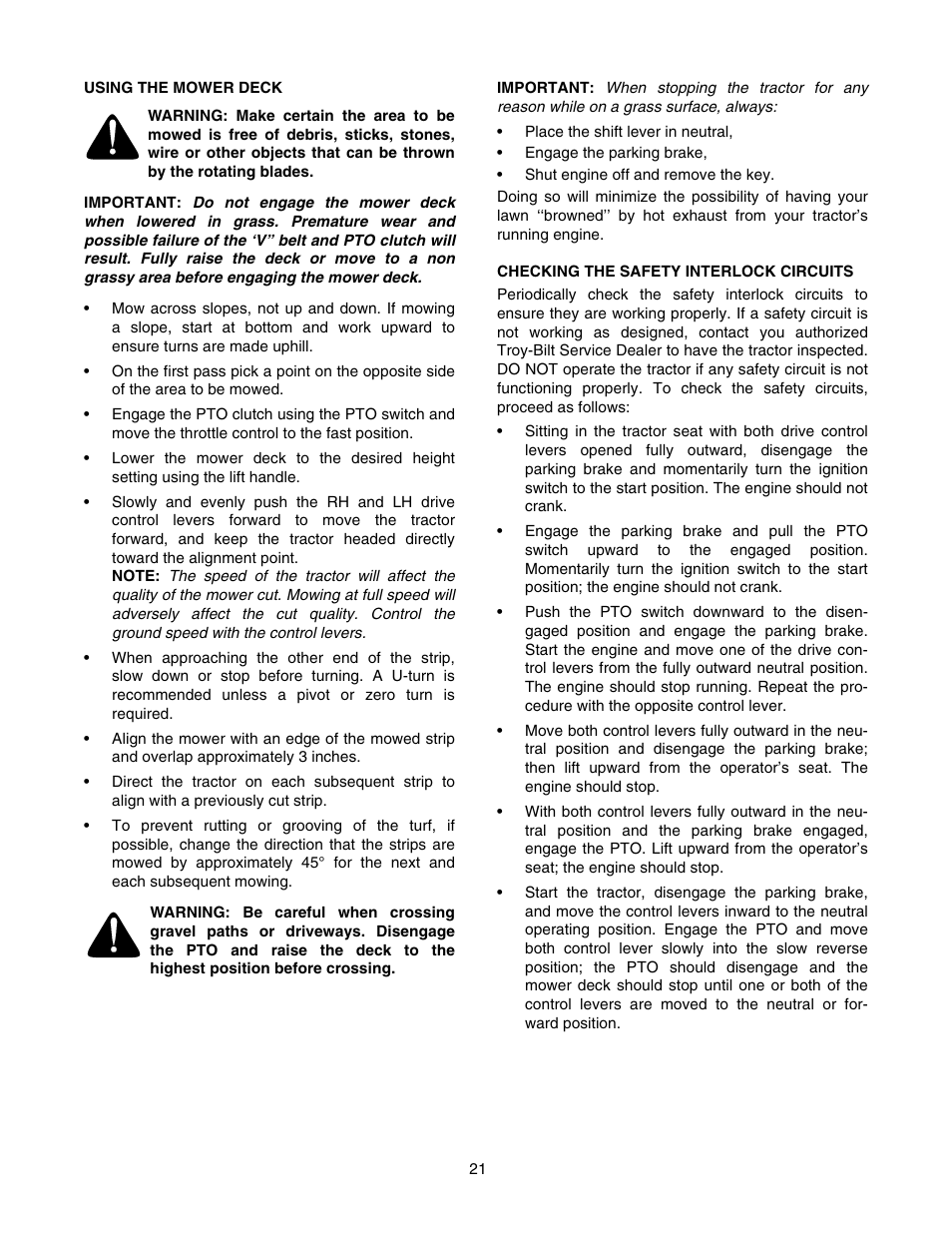 Troy-Bilt RZT 50 User Manual | Page 21 / 36