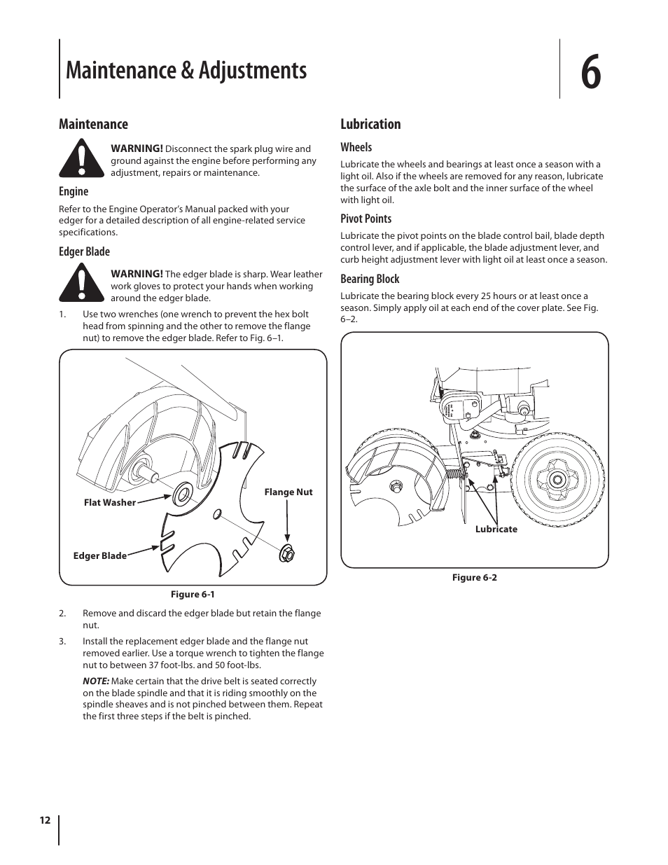 Maintenance & adjustments, Maintenance, Lubrication | Troy-Bilt 554 User Manual | Page 12 / 36