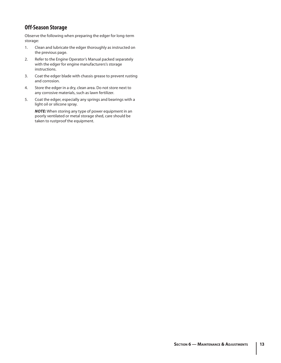 Off-season storage | Troy-Bilt 554 User Manual | Page 13 / 36
