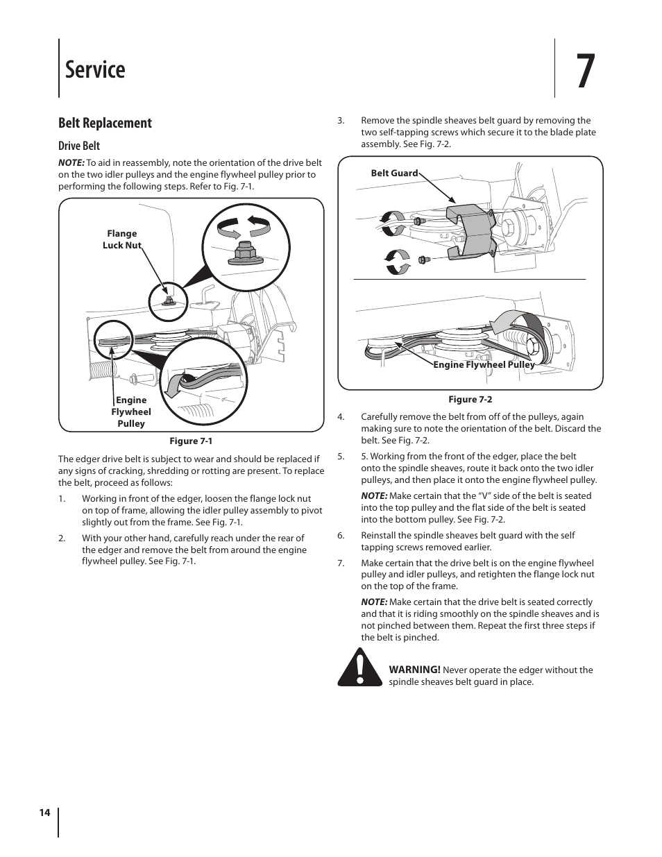 Service, Belt replacement | Troy-Bilt 554 User Manual | Page 14 / 36