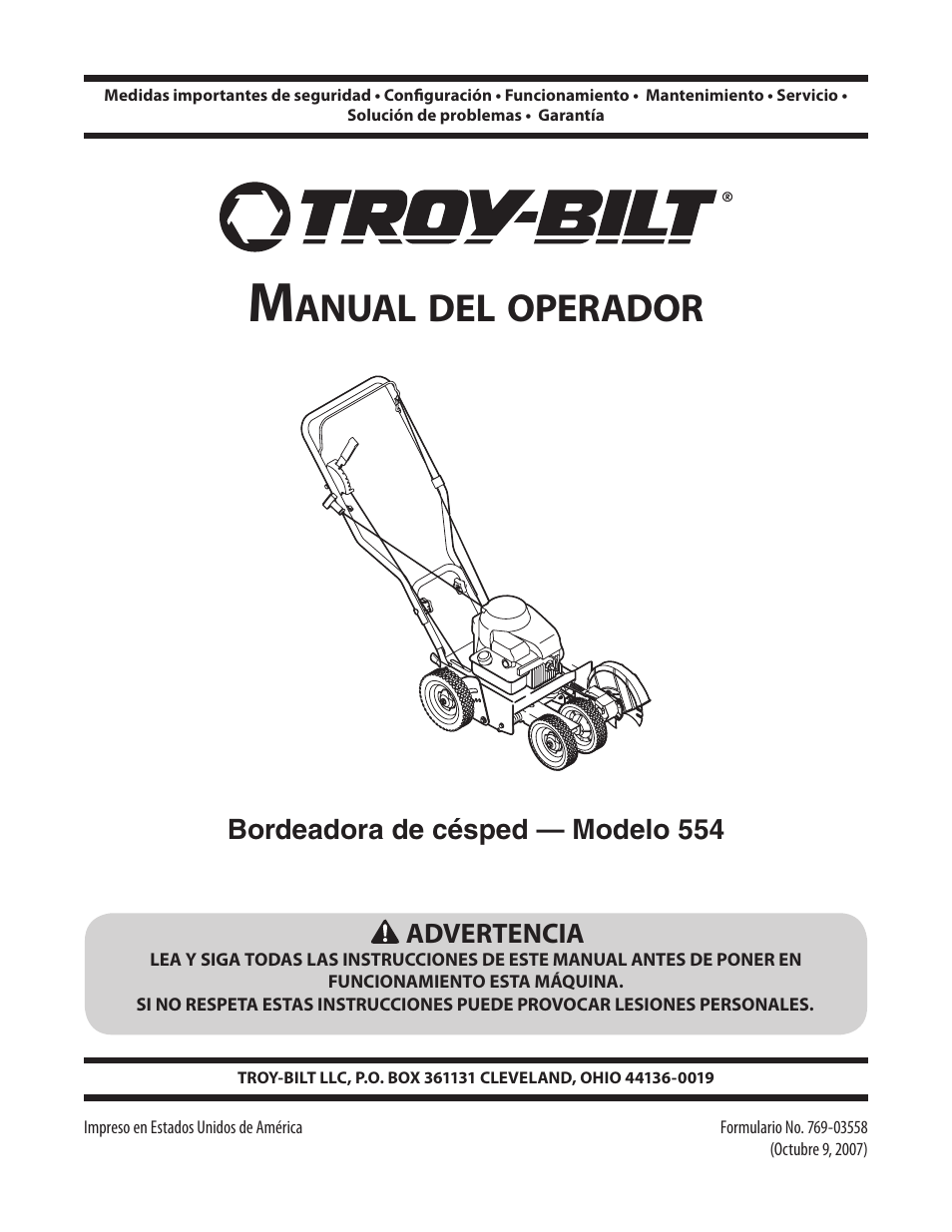 Anual, Operador | Troy-Bilt 554 User Manual | Page 21 / 36