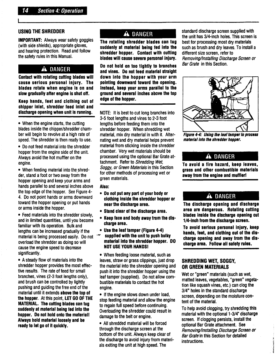 A danger | Troy-Bilt 47330 User Manual | Page 14 / 27
