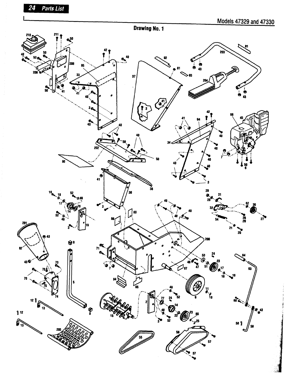 Drawing no. 1 | Troy-Bilt 47330 User Manual | Page 24 / 27