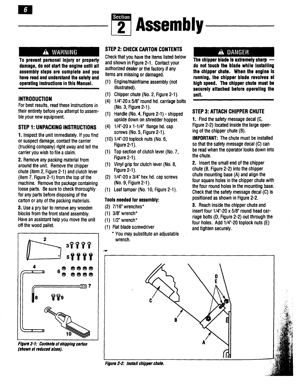 21 assembly, A warning, A danger | Troy-Bilt 47330 User Manual | Page 6 / 27