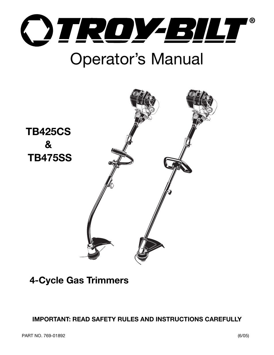 Troy-Bilt TB425CS User Manual | 82 pages