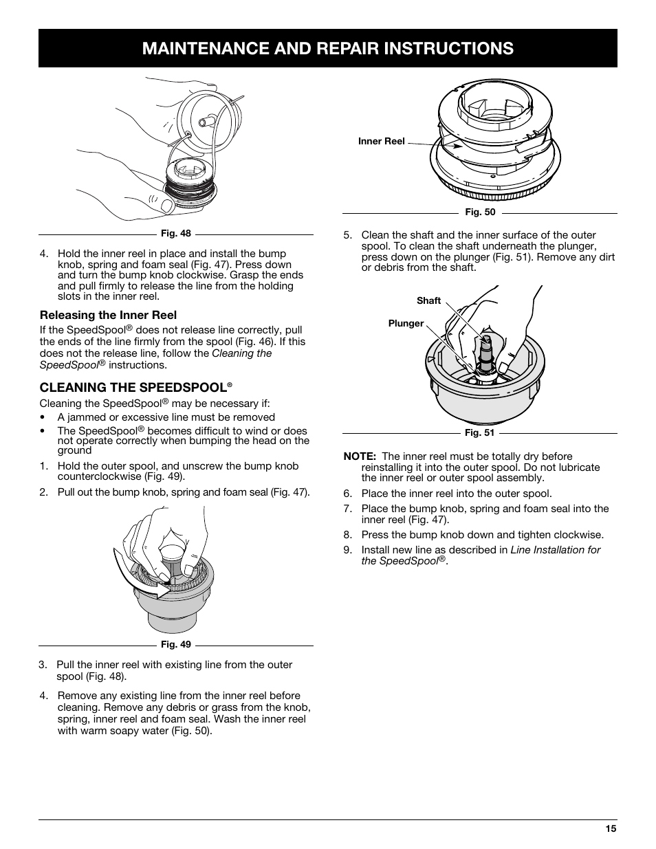 Maintenance and repair instructions | Troy-Bilt TB425CS User Manual | Page 15 / 82