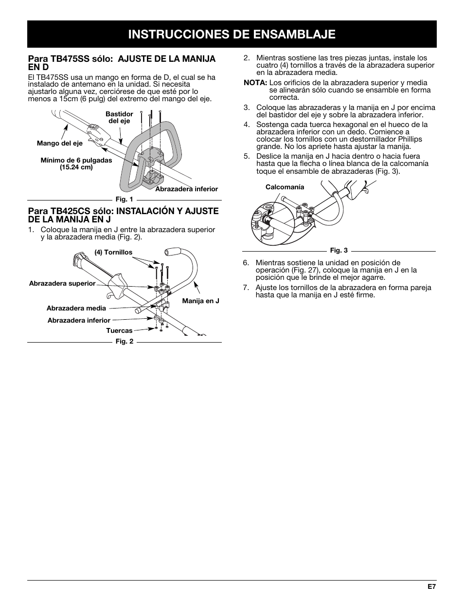 Instrucciones de ensamblaje | Troy-Bilt TB425CS User Manual | Page 59 / 82