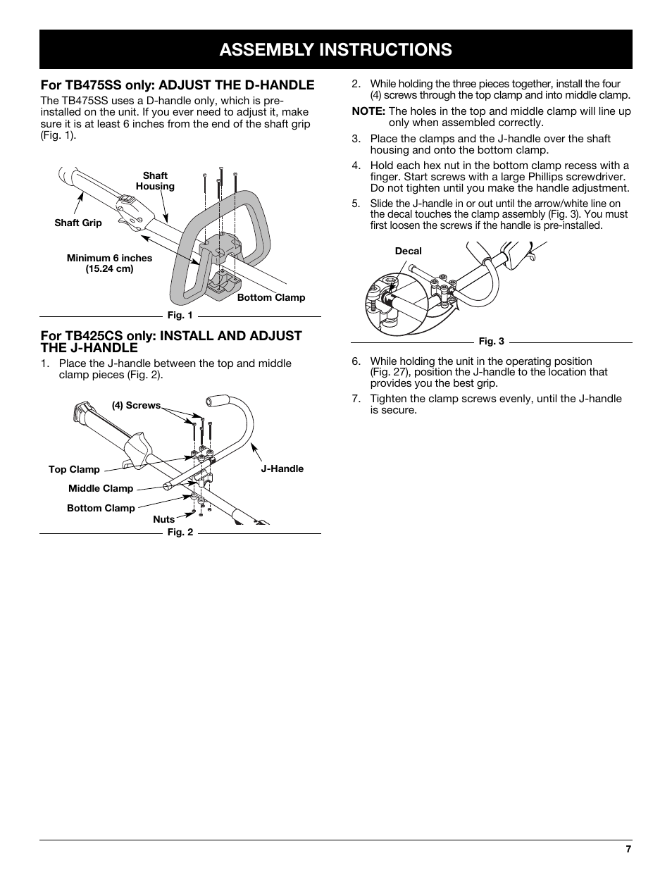 Assembly instructions | Troy-Bilt TB425CS User Manual | Page 7 / 82