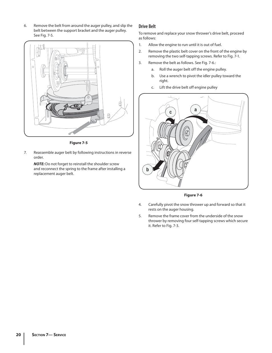 Drive belt | Troy-Bilt Storm 2840 User Manual | Page 20 / 52