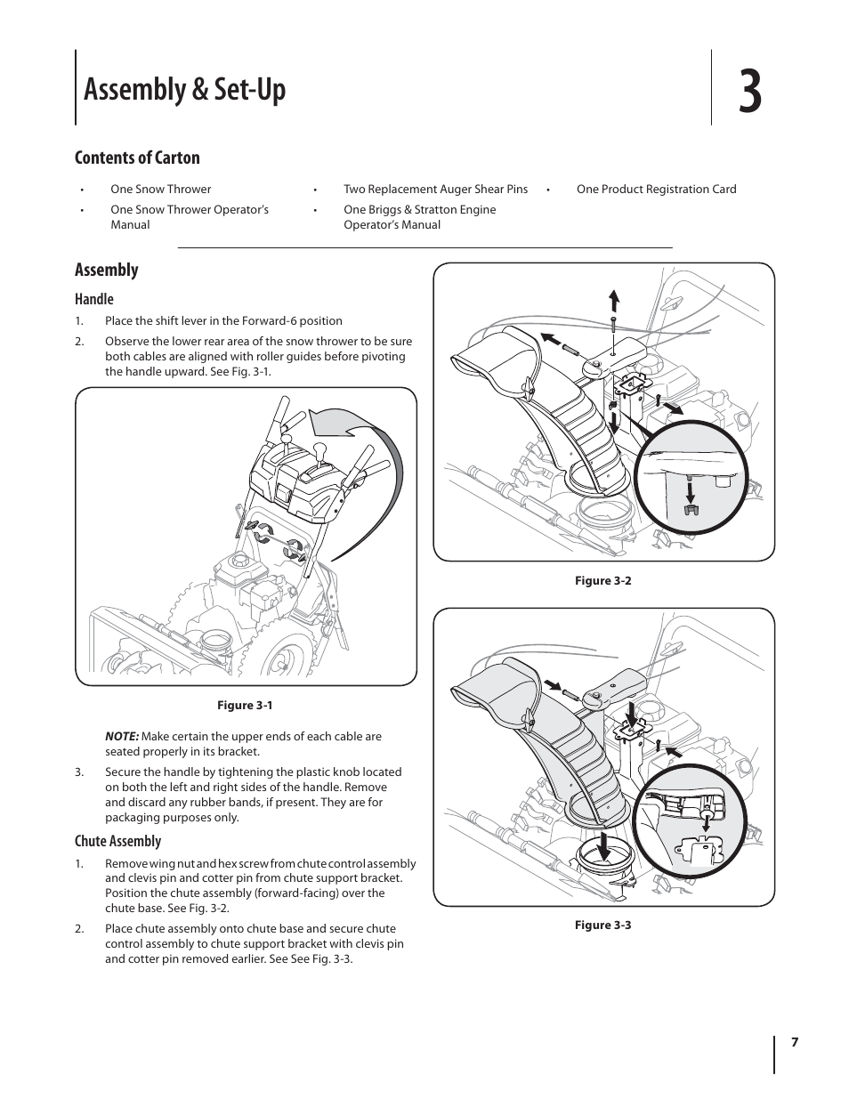 Assembly & set-up, Assembly, Contents of carton | Troy-Bilt Storm 2840 User Manual | Page 7 / 52