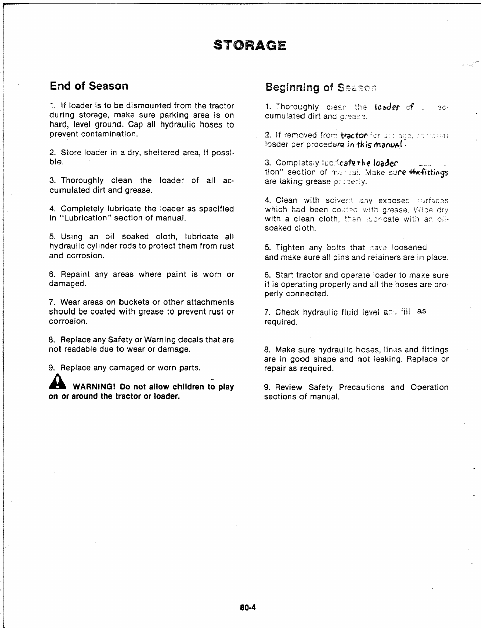 Storage, End of season, Beginning of ssascn | Troy-Bilt 14066 User Manual | Page 23 / 40