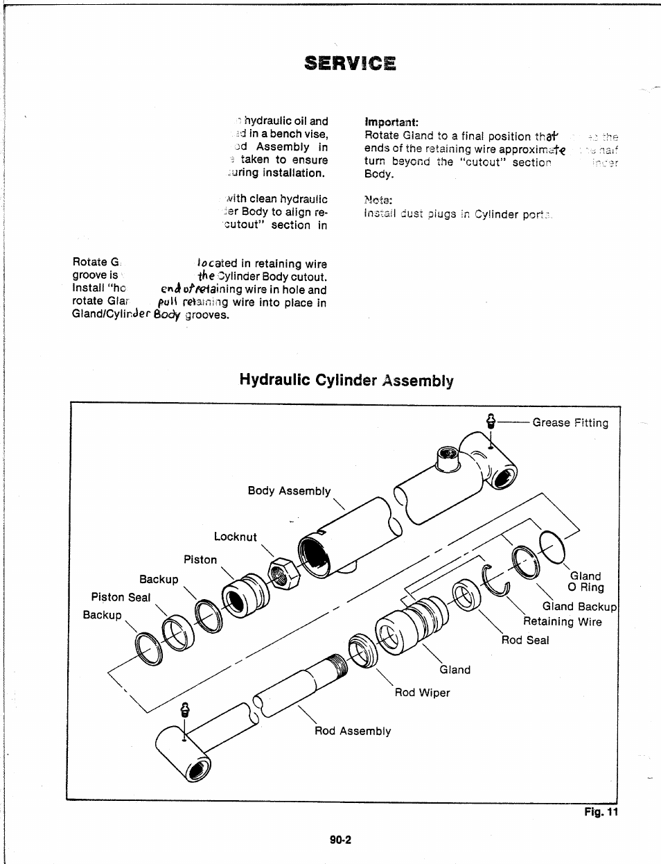 Hydraulic cylinder assembly, Seuvice | Troy-Bilt 14066 User Manual | Page 25 / 40