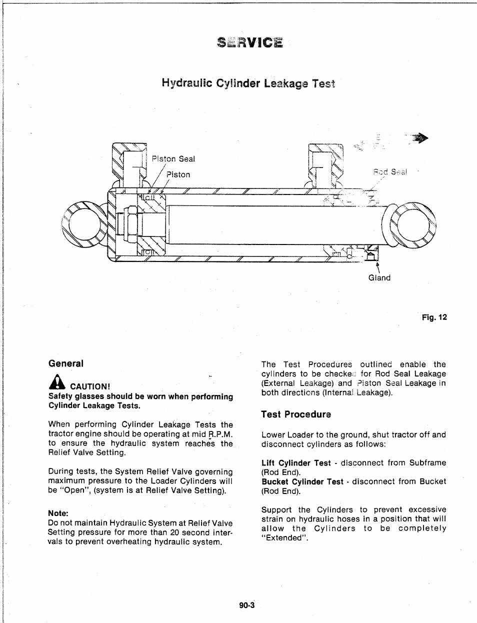 L¥l€'e, General, Ai caution | Note, Test procedure, Hydraulic cylinder leakage test | Troy-Bilt 14066 User Manual | Page 26 / 40