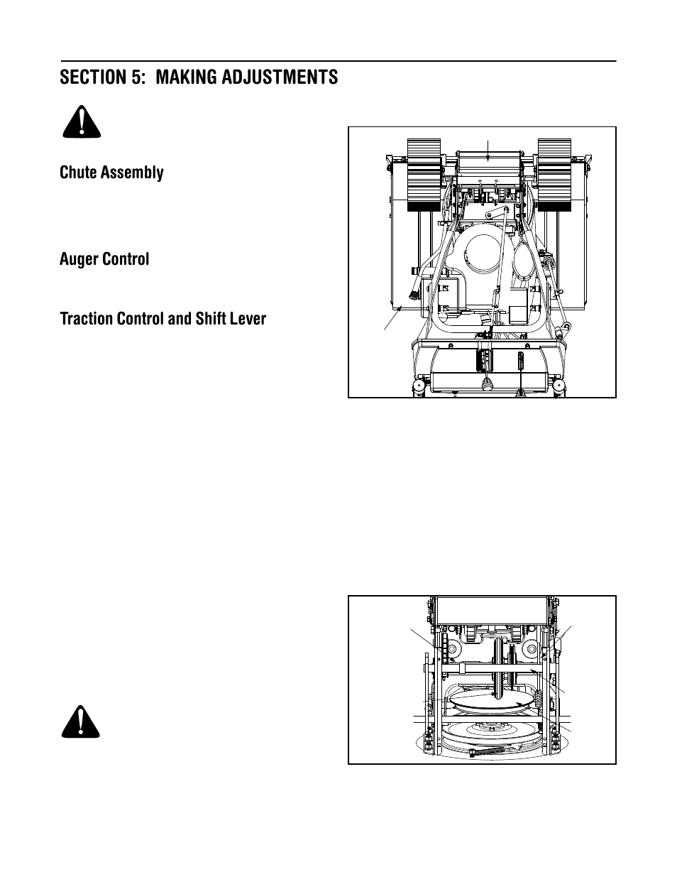 Chute assembly, Auger control, Traction control and shift lever | Troy-Bilt 31AH7T74063 User Manual | Page 11 / 28