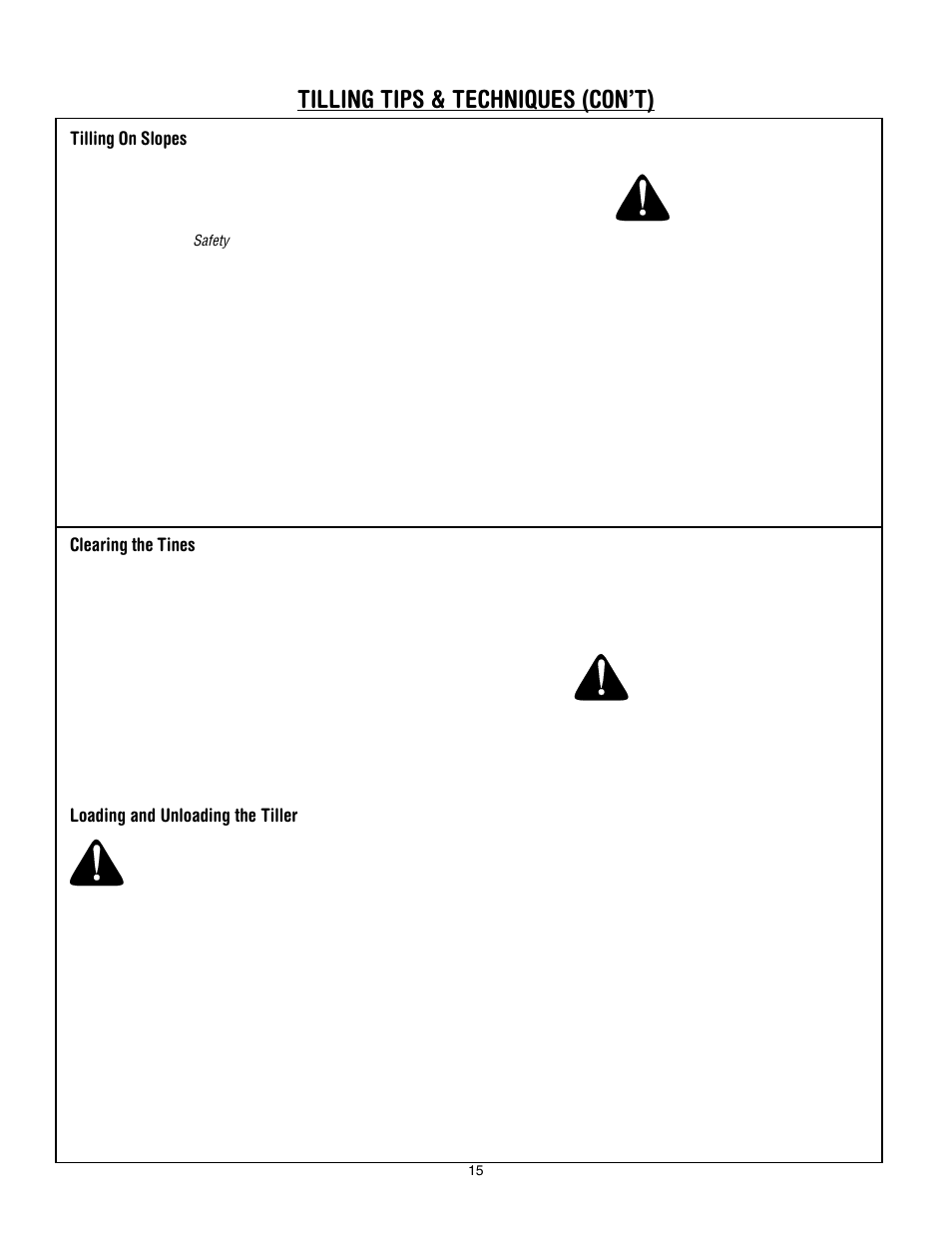 Tilling tips & techniques (con’t) | Troy-Bilt 643D - Tuffy/Bronco CRT User Manual | Page 15 / 32