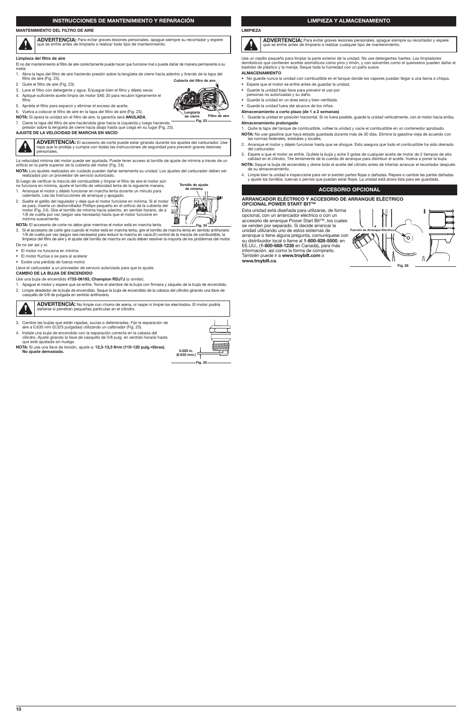 Troy-Bilt 2-Cycle Trimmer TB32 EC User Manual | Page 10 / 16