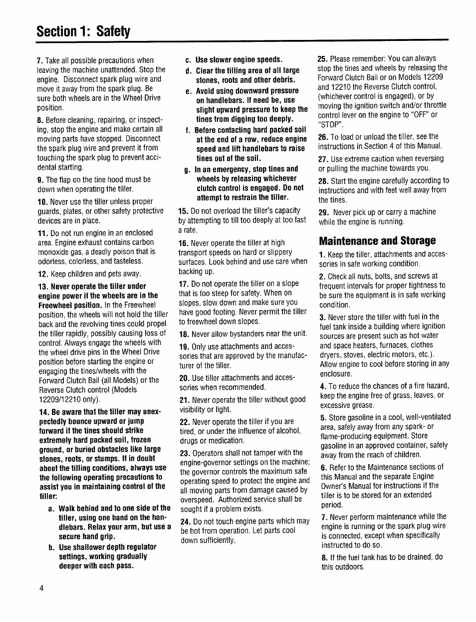 Maintenance and storage | Troy-Bilt 12208 User Manual | Page 4 / 36