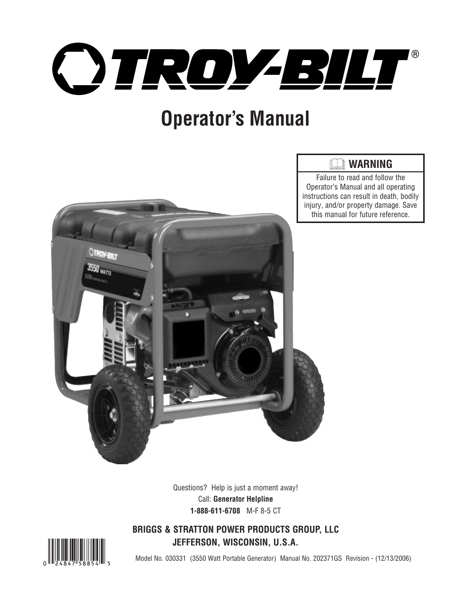 Troy-Bilt M F 8 5 CT 30331 User Manual | 48 pages