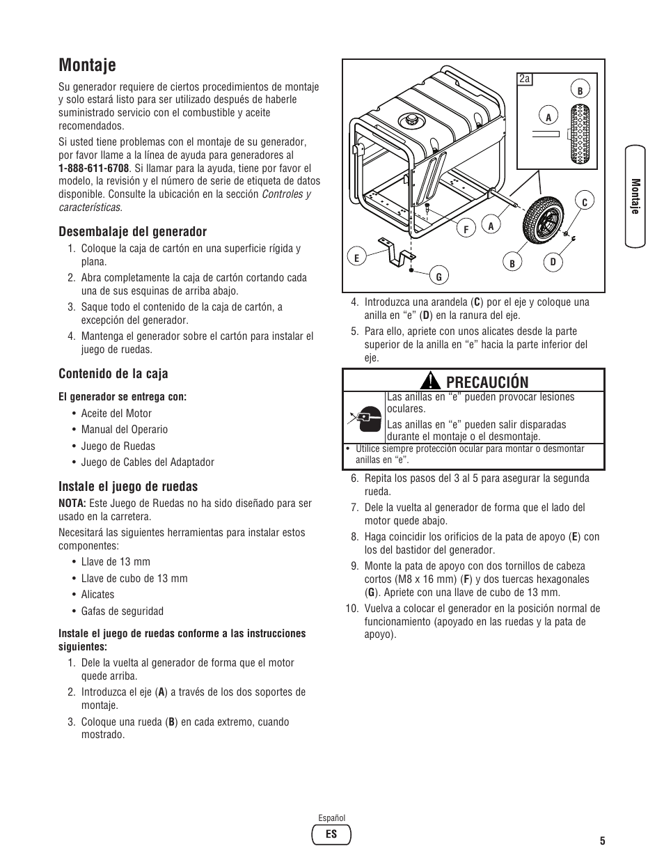 Montaje, Precaución | Troy-Bilt M F 8 5 CT 30331 User Manual | Page 31 / 48