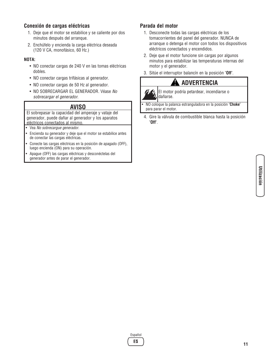 Aviso, Advertencia | Troy-Bilt M F 8 5 CT 30331 User Manual | Page 37 / 48